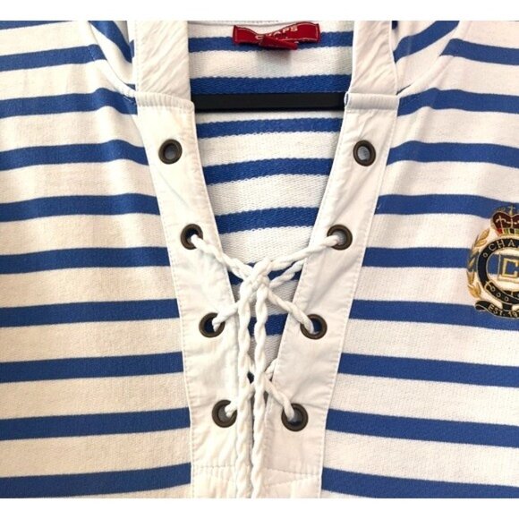 Chaps Denim Ralph Lauren Women's XL Nautical Striped Tie Hoodie 3/4 Sleeve Boat - Picture 9 of 13